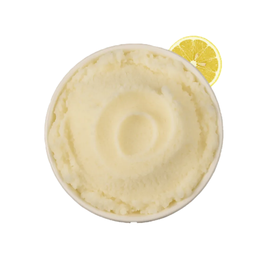 Zitronensorbet. Bei Zitrusfrüchten genügen 15 Prozent Fruchtanteil, bei allen anderen sind es 25.